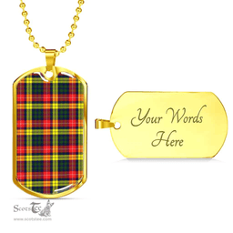 Scottish Buchanan Modern Clan Tartan Dog Tag Necklace - Classic Scottish Plaid Tartan Plaid