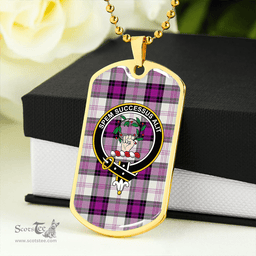 ScottishPlaid Ross Dress Purple Clan Tartan Dog Tag Necklace - Crest Classic Scottish Plaid Tartan Plaid