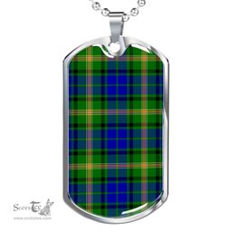 Scottish Maitland Clan Tartan Dog Tag Necklace - Classic Scottish Plaid Tartan Plaid
