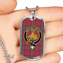 ScottishPlaid MacGillivray Weathered Clan Tartan Dog Tag Necklace - Crest Classic Scottish Plaid Tartan Plaid