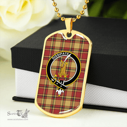 ScottishPlaid Scrimgeour of Glassary Weathered Clan Tartan Dog Tag Necklace - Crest Classic Scottish Plaid Tartan Plaid