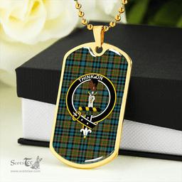 ScottishPlaid MacLellan Ancient Clan Tartan Dog Tag Necklace - Crest Classic Scottish Plaid Tartan Plaid