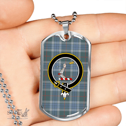 ScottishPlaid Thorburn (Thurburn) Weathered Clan Tartan Dog Tag Necklace - Crest Classic Scottish Plaid Tartan Plaid