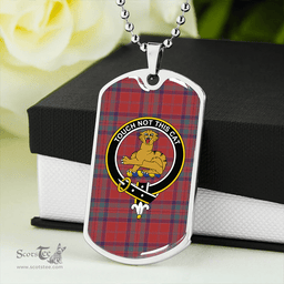 ScottishPlaid MacGillivray Weathered Clan Tartan Dog Tag Necklace - Crest Classic Scottish Plaid Tartan Plaid