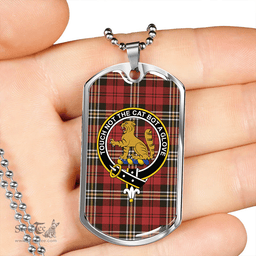 ScottishPlaid MacPherson of Cluny Red Weathered Clan Tartan Dog Tag Necklace - Crest Classic Scottish Plaid Tartan Plaid