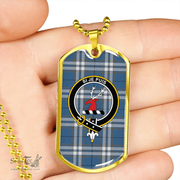 ScottishPlaid MacLintock #2 Ancient Clan Tartan Dog Tag Necklace - Crest Classic Scottish Plaid Tartan Plaid