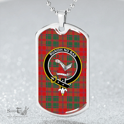 ScottishPlaid MacDougall (Clans Originaux) Modern Clan Tartan Dog Tag Necklace - Crest Classic Scottish Plaid Tartan Plaid