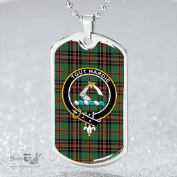 ScottishPlaid MacHardy (Clans Originaux) Weathered Clan Tartan Dog Tag Necklace - Crest Classic Scottish Plaid Tartan Plaid