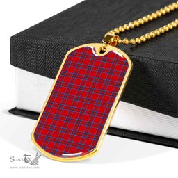 Scottish Inverness District Clan Tartan Dog Tag Necklace - Classic Scottish Plaid Tartan Plaid