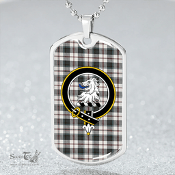 ScottishPlaid MacNaughton Dress #2 Weathered Clan Tartan Dog Tag Necklace - Crest Classic Scottish Plaid Tartan Plaid