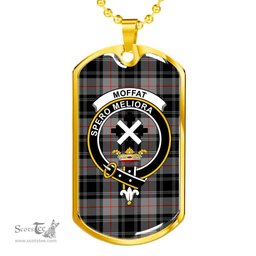 Scottish Moffat Clan Tartan Dog Tag Necklace - Crest Classic Scottish Plaid Tartan Plaid