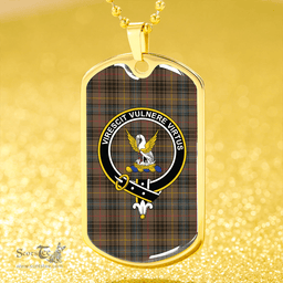ScottishPlaid Stewart Hunting Weathered Clan Tartan Dog Tag Necklace - Crest Classic Scottish Plaid Tartan Plaid