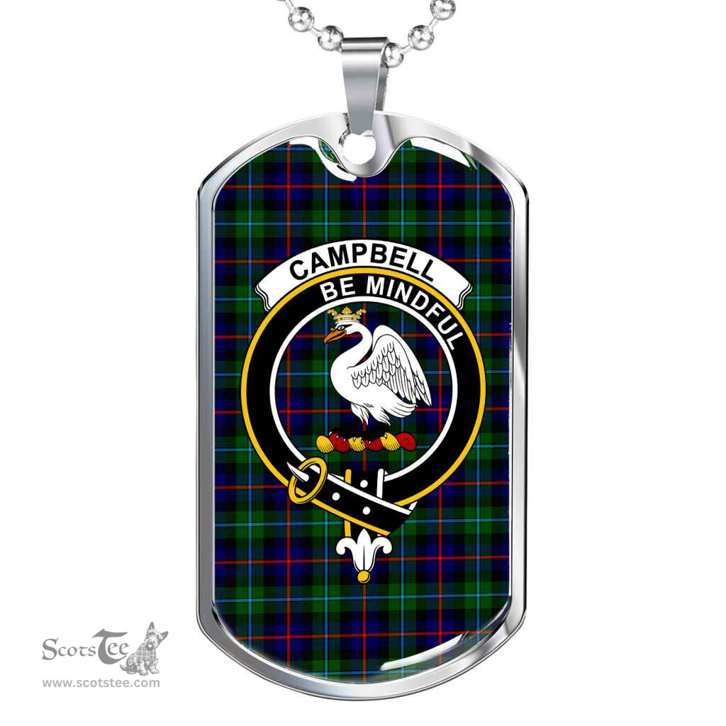 Scottish Campbell Clan Tartan Dog Tag Necklace - Crest Classic Scottish Plaid Tartan Plaid