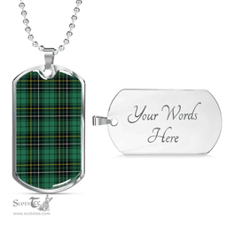 Scottish MacAlpine Ancient Clan Tartan Dog Tag Necklace - Classic Scottish Plaid Tartan Plaid