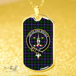ScottishPlaid Russell Modern Clan Tartan Dog Tag Necklace - Crest Classic Scottish Plaid Tartan Plaid