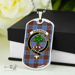 Scottish Anderson Clan Tartan Dog Tag Necklace - Crest Classic Scottish Plaid Tartan Plaid
