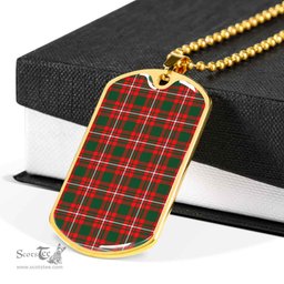 Scottish Princess Margaret Clan Tartan Dog Tag Necklace - Classic Scottish Plaid Tartan Plaid