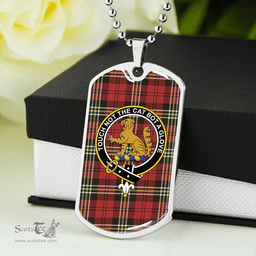 ScottishPlaid MacPherson of Cluny Red Weathered Clan Tartan Dog Tag Necklace - Crest Classic Scottish Plaid Tartan Plaid