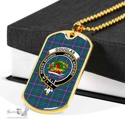 Scottish Douglas Clan Tartan Dog Tag Necklace - Crest Classic Scottish Plaid Tartan Plaid