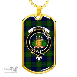 Scottish Dundas Clan Tartan Dog Tag Necklace - Crest Classic Scottish Plaid Tartan Plaid