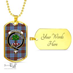 Scottish Anderson Clan Tartan Dog Tag Necklace - Crest Classic Scottish Plaid Tartan Plaid