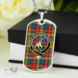 ScottishPlaid MacMillan #2 Modern Clan Tartan Dog Tag Necklace - Crest Classic Scottish Plaid Tartan Plaid