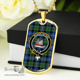 ScottishPlaid MacNeil of Barra Old (MacNeill Old) Modern Clan Tartan Dog Tag Necklace - Crest Classic Scottish Plaid Tartan Plaid