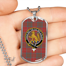 ScottishPlaid MacPherson of Cluny Weathered Clan Tartan Dog Tag Necklace - Crest Classic Scottish Plaid Tartan Plaid