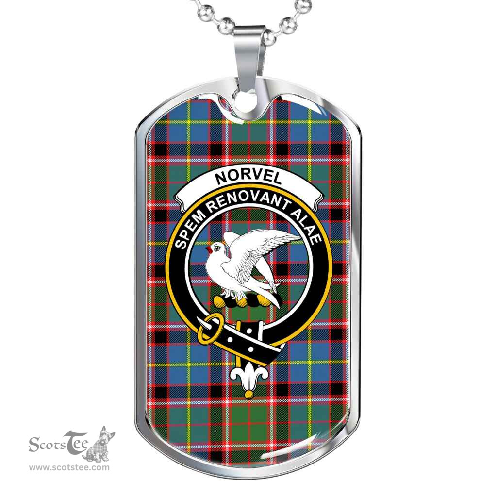Scottish Norvel Clan Tartan Dog Tag Necklace - Crest Classic Scottish Plaid Tartan Plaid