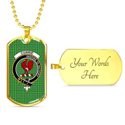 Scottish Currie Clan Tartan Dog Tag Necklace - Crest Classic Scottish Plaid Tartan Plaid
