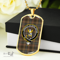ScottishPlaid Stewart Hunting Weathered Clan Tartan Dog Tag Necklace - Crest Classic Scottish Plaid Tartan Plaid