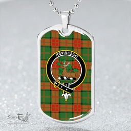 ScottishPlaid Maxwell Hunting Ancient Clan Tartan Dog Tag Necklace - Crest Classic Scottish Plaid Tartan Plaid