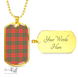 Scottish Grant Ancient Clan Tartan Dog Tag Necklace - Classic Scottish Plaid Tartan Plaid
