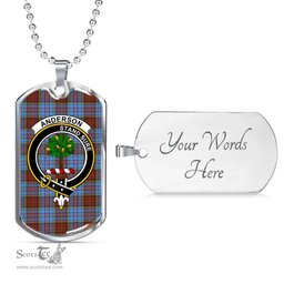 Scottish Anderson Clan Tartan Dog Tag Necklace - Crest Classic Scottish Plaid Tartan Plaid