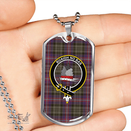 ScottishPlaid MacNeil of Colonsay (MacNeil of Barra of Colonsay) (Highland Society of London) Weathered Clan Tartan Dog Tag Necklace - Crest Classic Scottish Plaid Tartan Plaid