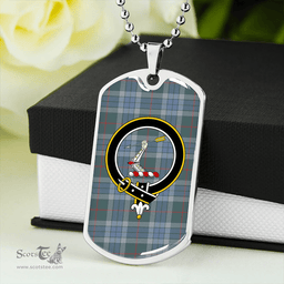 ScottishPlaid Thorburn (Thurburn) Weathered Clan Tartan Dog Tag Necklace - Crest Classic Scottish Plaid Tartan Plaid