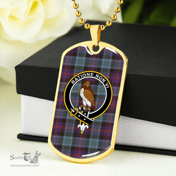ScottishPlaid MacTaggart #3 Weathered Clan Tartan Dog Tag Necklace - Crest Classic Scottish Plaid Tartan Plaid