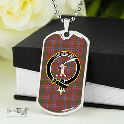 ScottishPlaid MacRae Ancient Clan Tartan Dog Tag Necklace - Crest Classic Scottish Plaid Tartan Plaid