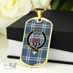 ScottishPlaid MacLintock #2 Ancient Clan Tartan Dog Tag Necklace - Crest Classic Scottish Plaid Tartan Plaid