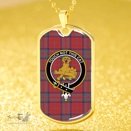 ScottishPlaid MacGillivray Weathered Clan Tartan Dog Tag Necklace - Crest Classic Scottish Plaid Tartan Plaid