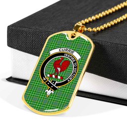 Scottish Currie Clan Tartan Dog Tag Necklace - Crest Classic Scottish Plaid Tartan Plaid
