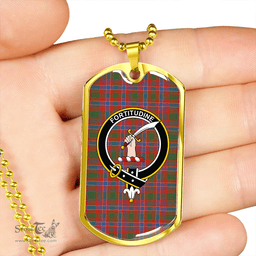 ScottishPlaid MacRae Ancient Clan Tartan Dog Tag Necklace - Crest Classic Scottish Plaid Tartan Plaid
