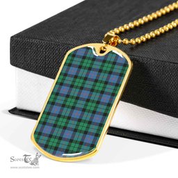 Scottish Morrison Ancient Clan Tartan Dog Tag Necklace - Classic Scottish Plaid Tartan Plaid