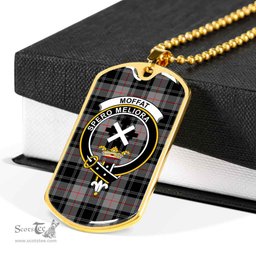 Scottish Moffat Clan Tartan Dog Tag Necklace - Crest Classic Scottish Plaid Tartan Plaid