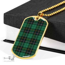 Scottish MacAlpine Ancient Clan Tartan Dog Tag Necklace - Classic Scottish Plaid Tartan Plaid