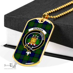 Scottish Dundas Clan Tartan Dog Tag Necklace - Crest Classic Scottish Plaid Tartan Plaid