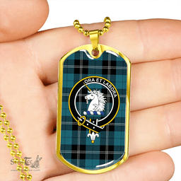 ScottishPlaid Ramsay Blue Ancient Clan Tartan Dog Tag Necklace - Crest Classic Scottish Plaid Tartan Plaid