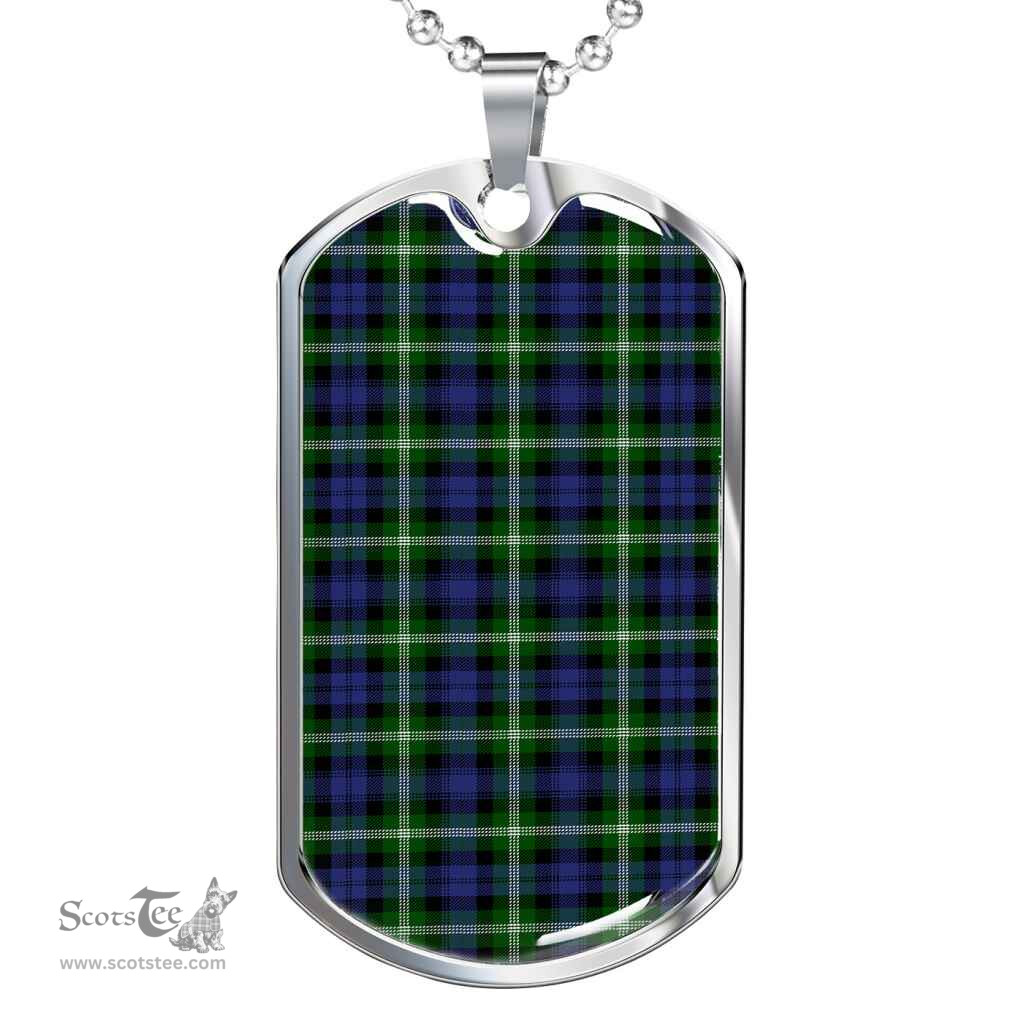 Scottish Baillie Modern Clan Tartan Dog Tag Necklace - Classic Scottish Plaid Tartan Plaid