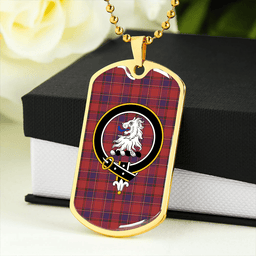 ScottishPlaid Mair Weathered Clan Tartan Dog Tag Necklace - Crest Classic Scottish Plaid Tartan Plaid