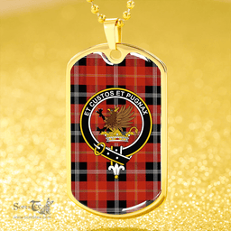 ScottishPlaid Marjoribanks Ancient Clan Tartan Dog Tag Necklace - Crest Classic Scottish Plaid Tartan Plaid